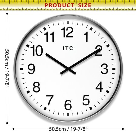 Infinity Instruments Profuse 19 in. Business Clock, Silver 14246SV-830